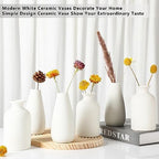 YANLING 6 Pcs White Ceramic Vases for Home Decor, 6 in Modern Ceramic Vase - Image 5