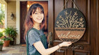 3D Round Wooden Welcome Sign Rustic Front Door Floral Porch Outdoor x2 - Image 4