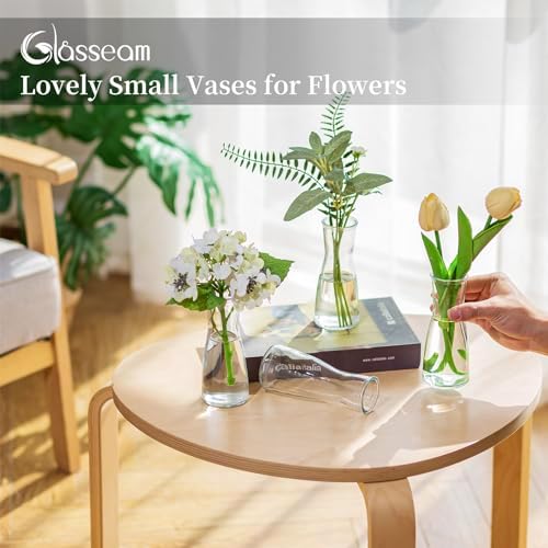 Glasseam Glass Bud Vases for Centerpieces: Clear Flower Vase Set of 24 Modern Small Vases for Flowers Minimalist Cute Decorative Vases for Decor Wedding Table Dining Room Decoration - Image 4