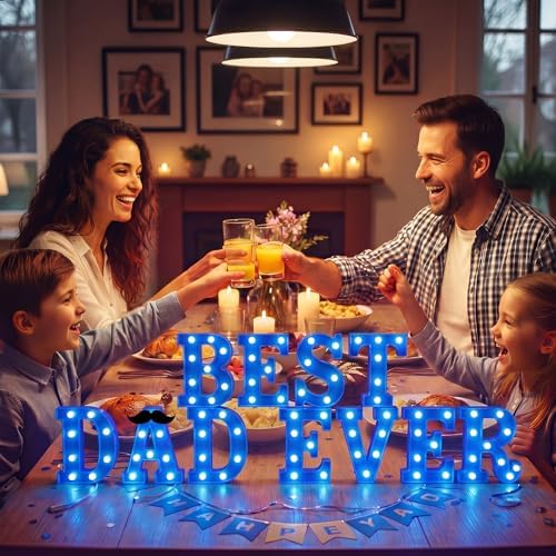 Ganeen Plastic Father's Day Decorations Gift LED Best Dad Ever Sign - Image 4