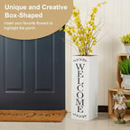Glitzhome Set of 2 Wooden Welcome Porch Sign, Natural Double Sided Box-shaped Porch Sign for Front Porch Decor, White, 24"H - Image 5