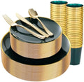 LIYH 180Pcs Green Plastic Plates, Gold Silverware Dinnerware Sets For Party by LIYHLoveinyourheart