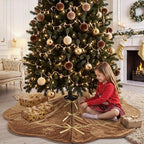 Blueweenly Brown Velvet Christmas Tree Skirt 48 in Vintage Tree Skirt - Image 5