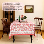 CPC Tablecloth 100% Cotton 72x160 Inch Indian Block Print Rectangle Table Cover, Pink Table Cloth for Weddings, Spring/Summer, Barbeque - Pink Coral - Image 2