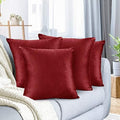 Nestl Throw Euro Pillow Covers, Cozy Velvet Decorative Pillow Covers 26x26 Inches, Soft Solid Couch Pillow Case for Sofa, Bed and Car, Set of 4 - Cherry Red by Nestl