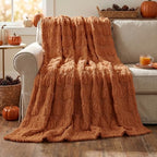 Horaldaily Fall Caramel Orange Pumpkin Faux Fur Throw Blanket 60x80 - Image 3