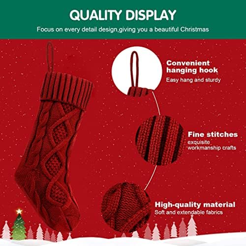 Fesciory Christmas Stockings 6 Pack, 18 Inch Large Cable Knit Xmas Decor - Image 6