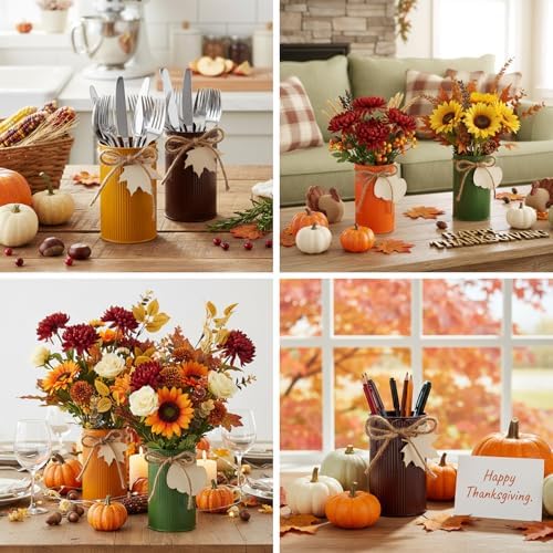 16 Pack Thanksgiving Centerpieces, Galvanized Metal Fall Vases - Image 4