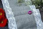 VDS Pack of 10, Burlap Table Runner with White Lace Edge, 100% Natural Jute Rustic Hessian Table Cloth Centerpiece for Wedding Birthday Party Banquet Table Decoration (Size 12X108 Inch)(Silver Grey) - Image 6