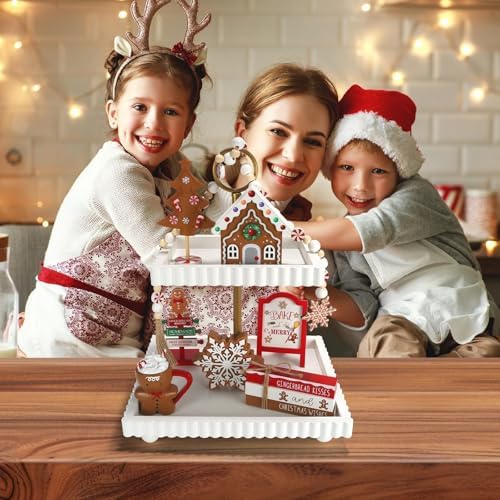 Gingerbread Christmas Decorations 8 PCS Tiered Tray Decor Set - Image 5