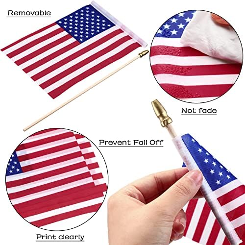 Tegeme 225 Pack Small American Flags on Stick 4 x 6 Inch Bulk - Image 3