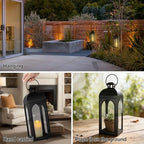 Lantern Decorative Indoor & Outdoor, 16.25IN Large Hanging Candle Lanterns, Black Metal Decorative Candle Lanterns, Waterproof Hanging Lantern for Porch Patio Wedding Home - Image 4
