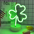 Shamrock Neon Sign, St. Patrick's Day Decorations with USB/Battery Powered, LED Clover Lucky Green Neon Lights for Man Cave Bar Pub Home Party Room Wall Decor (Shamrock With Holder Base, 2 Shamrock) by InnovTools