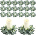 Panelee 20 Pcs Candle Rings Artificial Eucalyptus Wreath Rings by Panelee