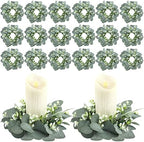 Panelee 20 Pcs Candle Rings Artificial Eucalyptus Wreath Rings by Panelee