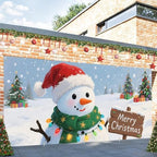 Cute Snowman Garage Door Banner 16x7 Ft - Merry Christmas Sign Design for Family Holiday Decorations - Image 6