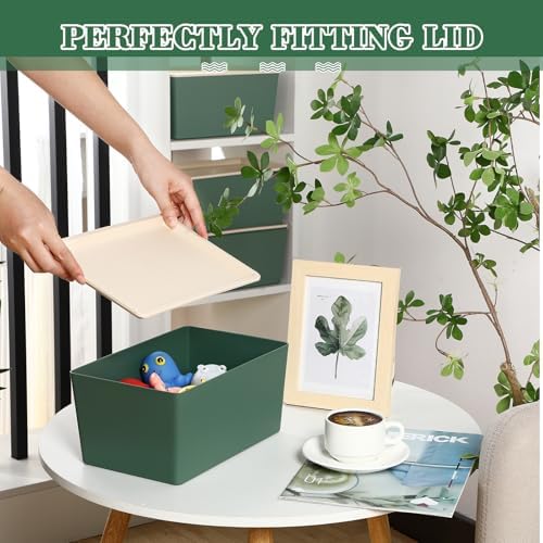Menkxi 4 Pcs Storage Bins with Lids, Green, Small - Image 5