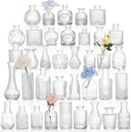 CUCUMI 38pcs Bud Vases for Centerpieces, Clear Glass Vase Decorations by CUCUMI