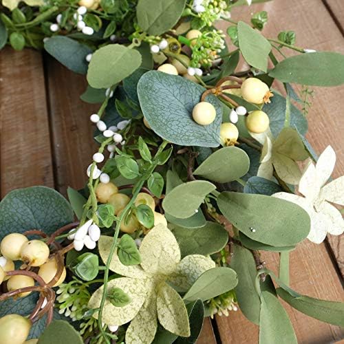 20Inch Artificial Eucalyptus Berry Wreath Green Leaf Eucalyptus Wreaths Spring Summer Wreath for Front Door Window Hanging Wall Party Decorations (20in) - Image 6