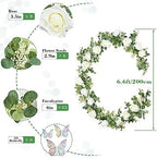 13 Ft White Flower Garland with Butterfly, Artificial Eucalyptus Rose Vine - Image 5