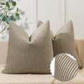 YCOLL Khaki Pillow Covers 26x26 Set of 2 Velvet Striped Pattern - Soft Throw Pillows for Home Decor, Luxury Decorative Pillow Covers for Couch, Bed,Living Room by PillowCoversExpert
