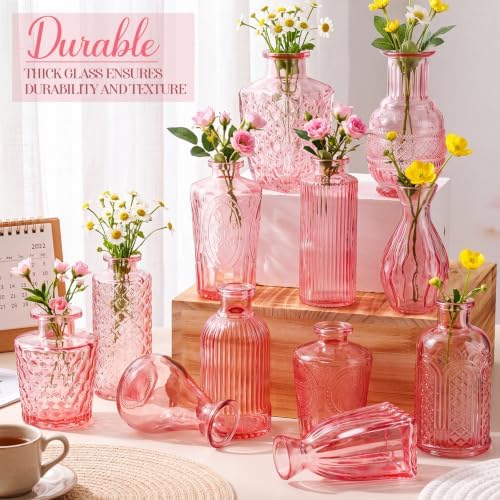 Dandat 24 Pieces Small Pink Vase Bulk 12 Style Decorative Bud Vase - Image 5