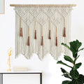 Youngeast Large Macrame Wall Hanging Boho Woven Tapestry Bohemian Macrame Wall Decor Handmade Tassel Tapestry Home Decoration for Bedroom Living Room 39"X31" (Wood Dowels Not Included) (Beige) by Unknown