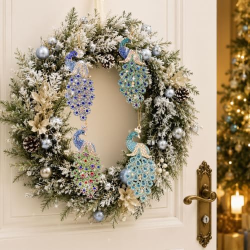 Yuntau 8 Pcs Crystal Christmas Hanging Ornaments, Peacock - Image 6