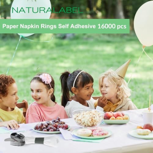 NATURALABEL Self-Adhesive Napkin Bands, Bulk Pack of 16,000, Black - Image 4