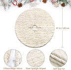 Dremisland Christmas Tree Skirt 48In White&Gold Luxury Faux Fur Tree Skirt - Image 3