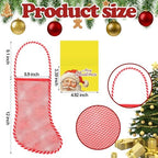 Leyndo 100 Pcs Long Mesh Christmas Stockings Bulk 50 12 Inches Christmas Stockings with 50 Santa Header Card Candy Cane Xmas Stocking for Event Gift Stuffing Family Holiday Party (Yellow) - Image 2