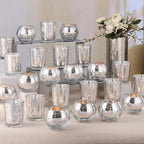 Volens Silver Party Decorations 72pcs, Assorted Glass Votive Candle Holders by VolensLightUpYourLife