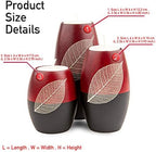 IYARA CRAFT 3 Wooden Candle Holders Decorative Candle Holders with Beauty Decor Dry Leaf – Intricate Details – Matte Wood Finish – Ideal for Modern & Rustic Settings 2 Tones, red, Black (Rugby Shape) - Image 2