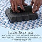 CPC Tablecloth 100% Cotton 72x190 Inch Indian Block Print Rectangle Table Cover, Blue Table Cloth for Weddings, Spring/Summer, Barbeque - Apatite Blue - Image 5