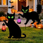 Black Cat Halloween Decorations Outdoor, Solar Hanging Lantern Garden Decor by ANGMLN