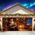 Cozy Christmas Santa Garage Door Banner Mural - Classic Santa Claus Reading Letter by Fireplace Backdrop - Large 7x16ft Winter Holiday Outdoor Wall Decor - DurableFabric Cover for Home Xmas Party by LEIWEIHOPE