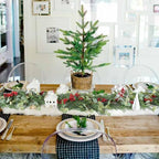 Red Berry Christmas Garland, Artificail Pine Garland with Berries Eucalyptus Cedar Leaves for Winter Holiday Home Table Centerpiece Decor (Light Green) - Image 6