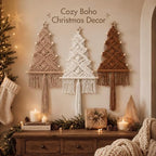 HunnmingRe 3 Pcs Large Macrame Christmas Tree Decor, Brown, Cream, Beige - Image 3