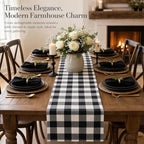 ShinyBeauty 4 Packs Black & White Plaid Table Runners 13x72”Christmas Decor - Image 2