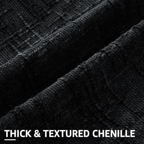 decorUhome Textured Chenille Throw Pillow Covers 26x26 Set of 2 Black - Image 2