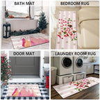 Merry Christmas Kitchen Rugs and Mats Set of 2,Pink Christmas Trees Santa Claus Joy Xmas Winter Holiday Sink Floor Mat Non Skid Washable for Home Farmhouse Christmas Decor 17"x47"+17"x30" - Image 6