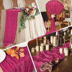 14 Pack Hot Pink Cheesecloth Table Runner 17x108 Inch Semi Sheer Boho Gauze Cheese Cloth Fabric Table Runners, for Wedding Party Baby Shower Birthday Home Decor Garden Farmhouse - Image 5