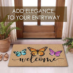 Butterfly Coco Coir Doormat Door Welcome Mat for Home Entrance Front Door, Summer Rustic Farmhouse Butterfly Welcome Floor Mats for Outdoor Outside Entryway 30x17 Inch - Image 6
