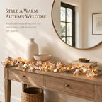 Fall Decor Garland with Lights, 6Ft, 30 Warm LED, White Pumpkins - Image 5