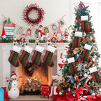 100 Pcs Felt Christmas Stockings 15 Inch Tartan Plaid, Red Green - Image 2