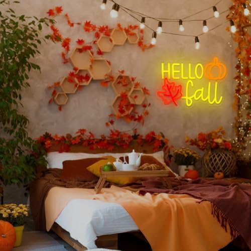 Hello Fall Neon Sign Dimmable Autumn Neon Led Lights with Maple Leaf - Image 6