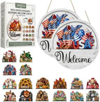 16PCS Interchangeable Welcome Sign for Front Door Seasonal Magnetic Wooden (#2-2pcs) by Unknown