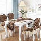 vctops Vintage Luxury Jacquard Damask Floral Table Runners Tea Table Decoration with Multi-Tassels 13"x117" Coffee - Image 4