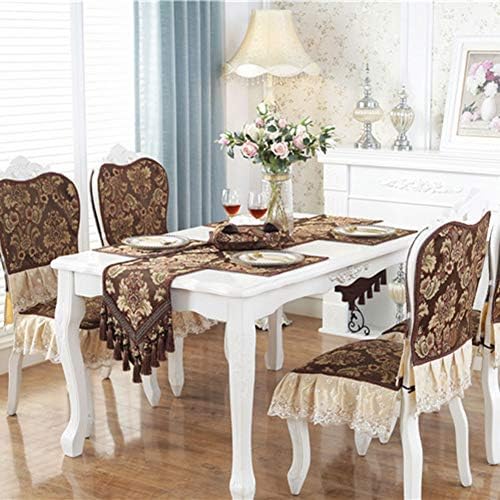 vctops Vintage Luxury Jacquard Damask Floral Table Runners Tea Table Decoration with Multi-Tassels 13"x117" Coffee - Image 4