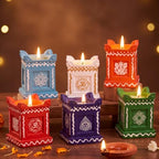 Conelist 6 Pcs Diwali Candles Tulsi Wax Diya Indian Gift Set Diwali Decor by Conelist
